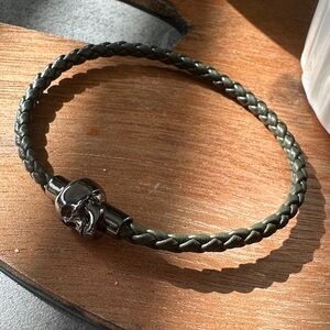 Alexander McQueen Skull Charm Braided Bracelet - M